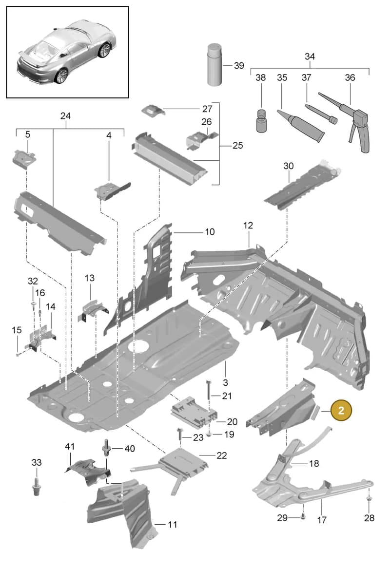 99150130900GRV — Porsche 911 (2013-2020) diagram p41801020, position 2