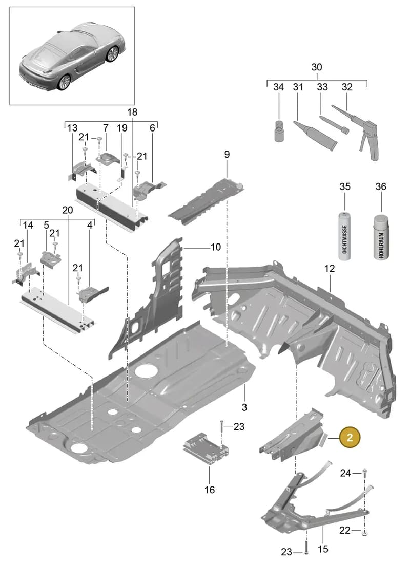99150130900GRV — Porsche Cayman GT4 (2015-2016) diagram p45801020, position 2