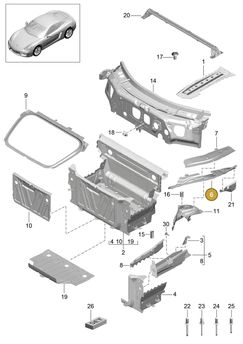99150138700GRV — Porsche Cayman (2013-2016) diagram p40801010, position 6