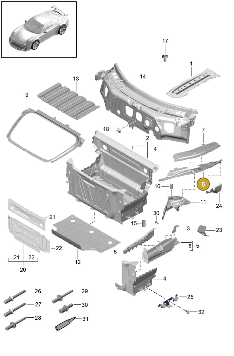 99150138700GRV — Porsche 911 (2013-2020) diagram p41801010, position 6