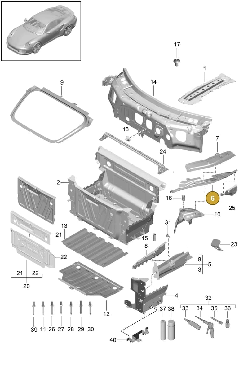 99150138700GRV — Porsche GT2 RS Clubsport (2013-2020) diagram p42801010, position 6