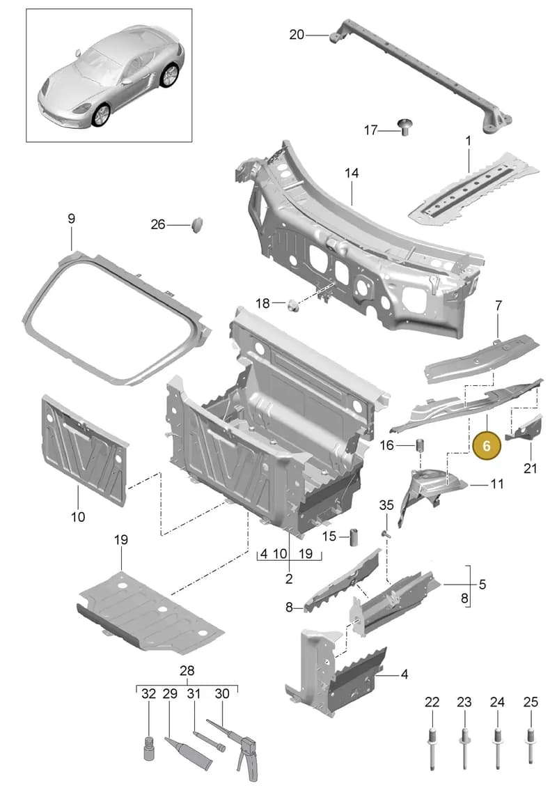 99150138700GRV — Porsche Cayman (2016-) diagram p50801010, position 6