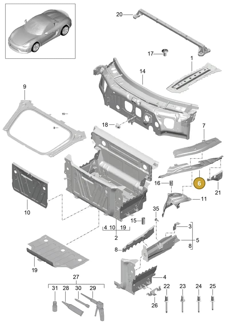 99150138800GRV — Porsche Boxster Spyder (2015-2016) diagram p46801010, position 6