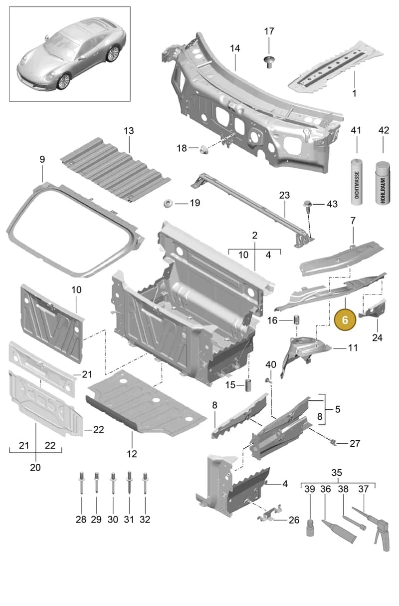 99150138800GRV — Porsche 911 (2016-2019) diagram p47801010, position 6