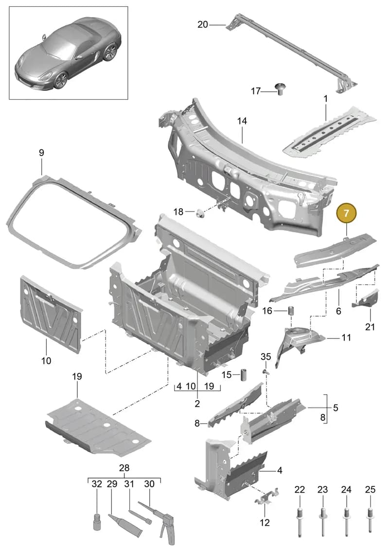 99150139700GRV — Porsche Boxster (2012-2016) diagram p39801010, position 7