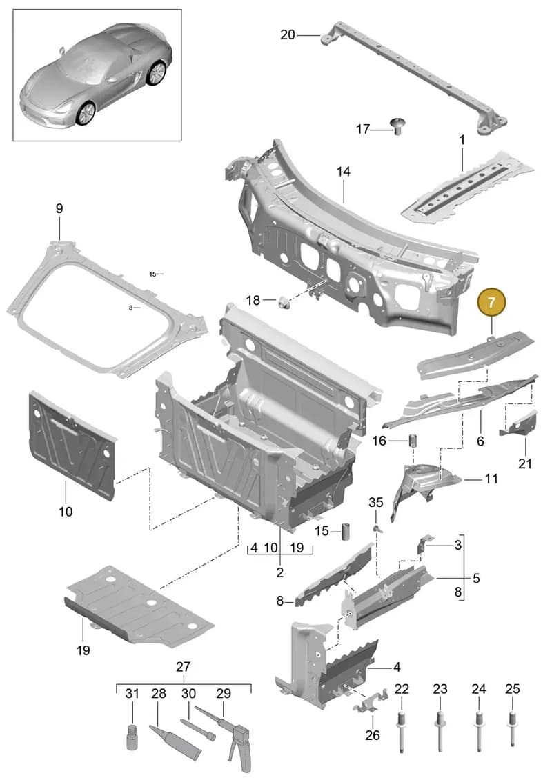 99150139700GRV — Porsche Boxster Spyder (2015-2016) diagram p46801010, position 7