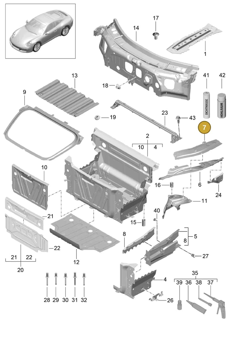 99150139700GRV — Porsche 911 (2016-2019) diagram p47801010, position 7