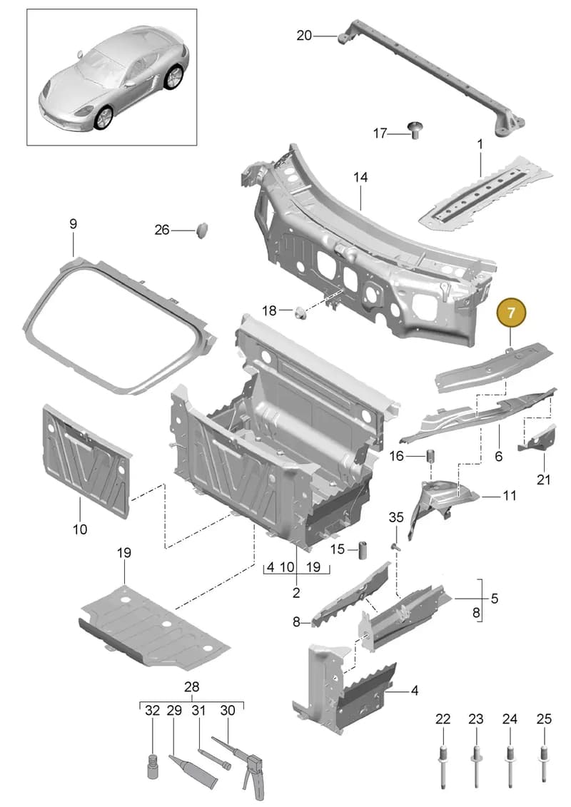 99150139700GRV — Porsche Cayman (2016-) diagram p50801010, position 7