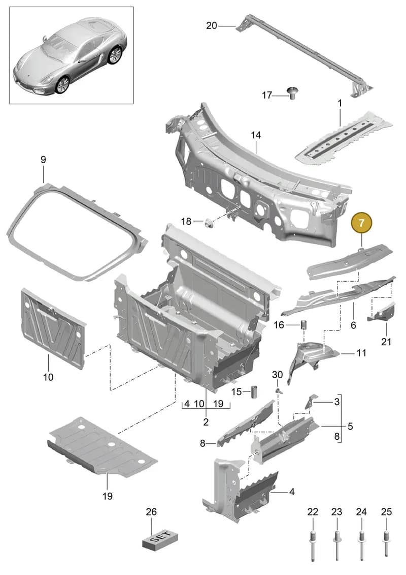 99150139800GRV — Porsche Cayman (2013-2016) diagram p40801010, position 7