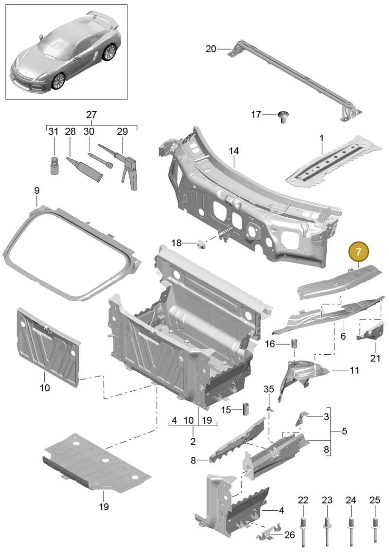 99150139800GRV — Porsche Cayman GT4 (2015-2016) diagram p45801010, position 7