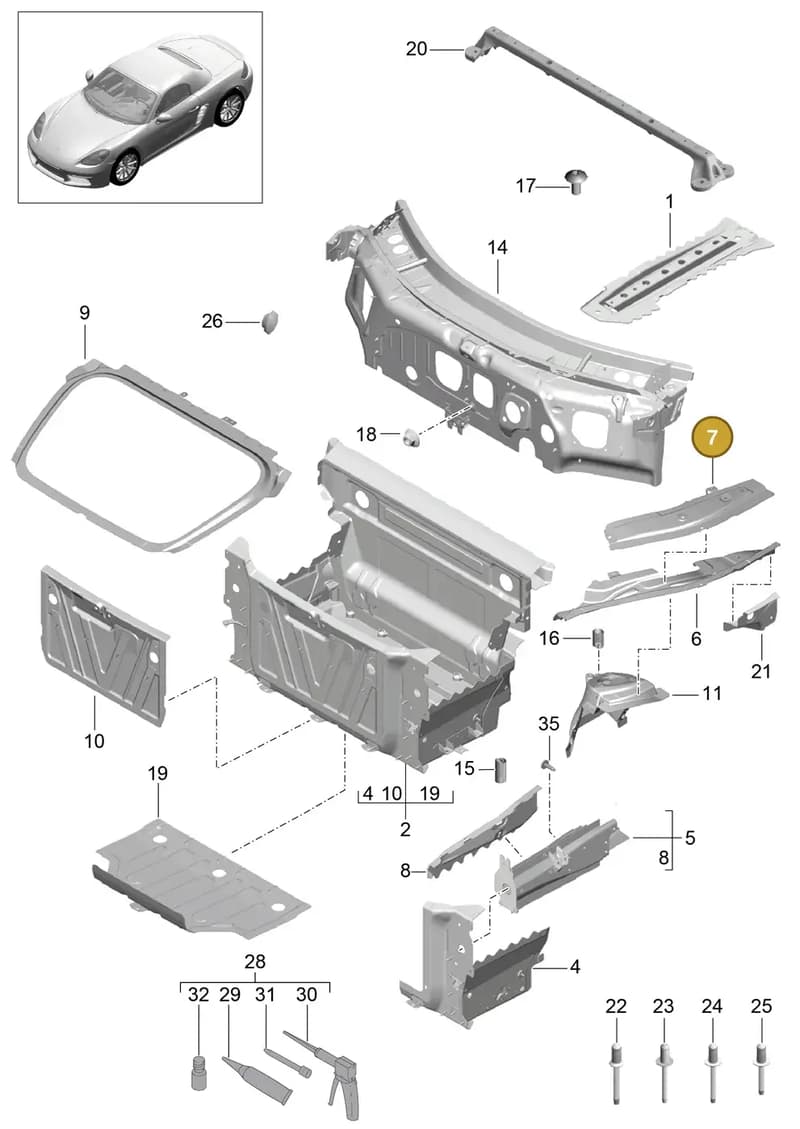 99150139800GRV — Porsche Boxster (2016-) diagram p48801010, position 7