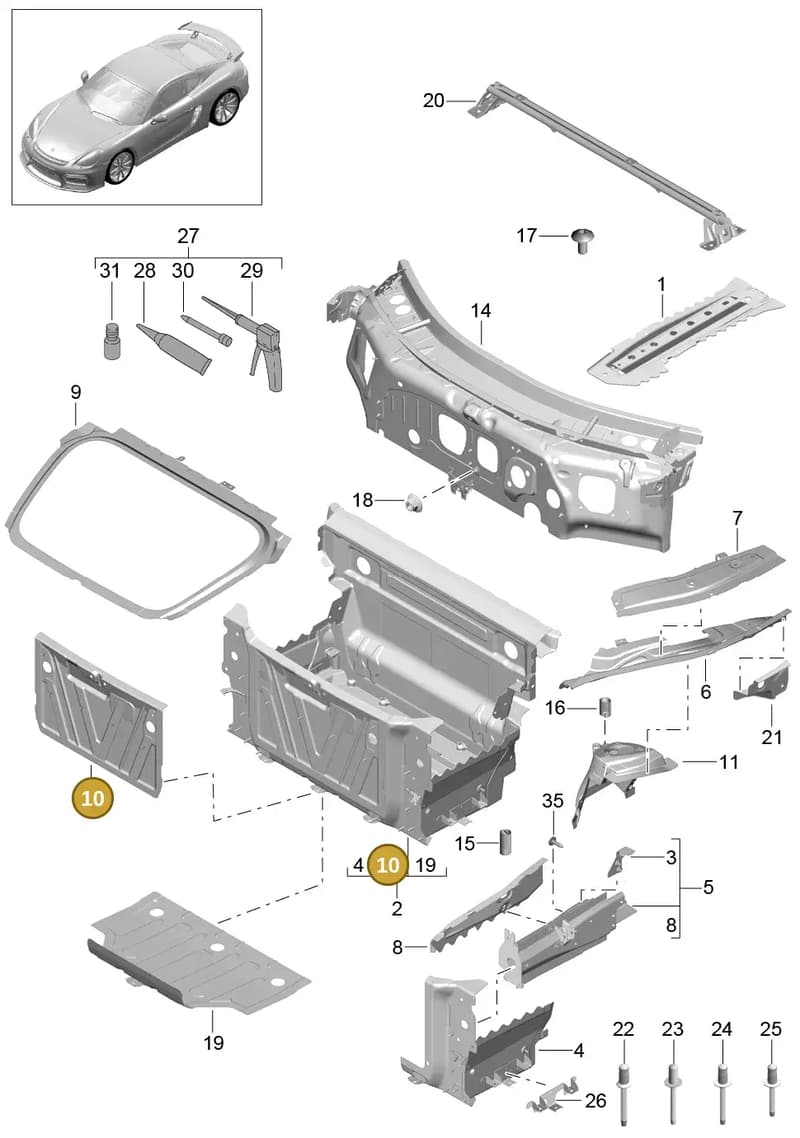 99150143102GRV — Porsche Cayman GT4 (2015-2016) diagram p45801010, position 10