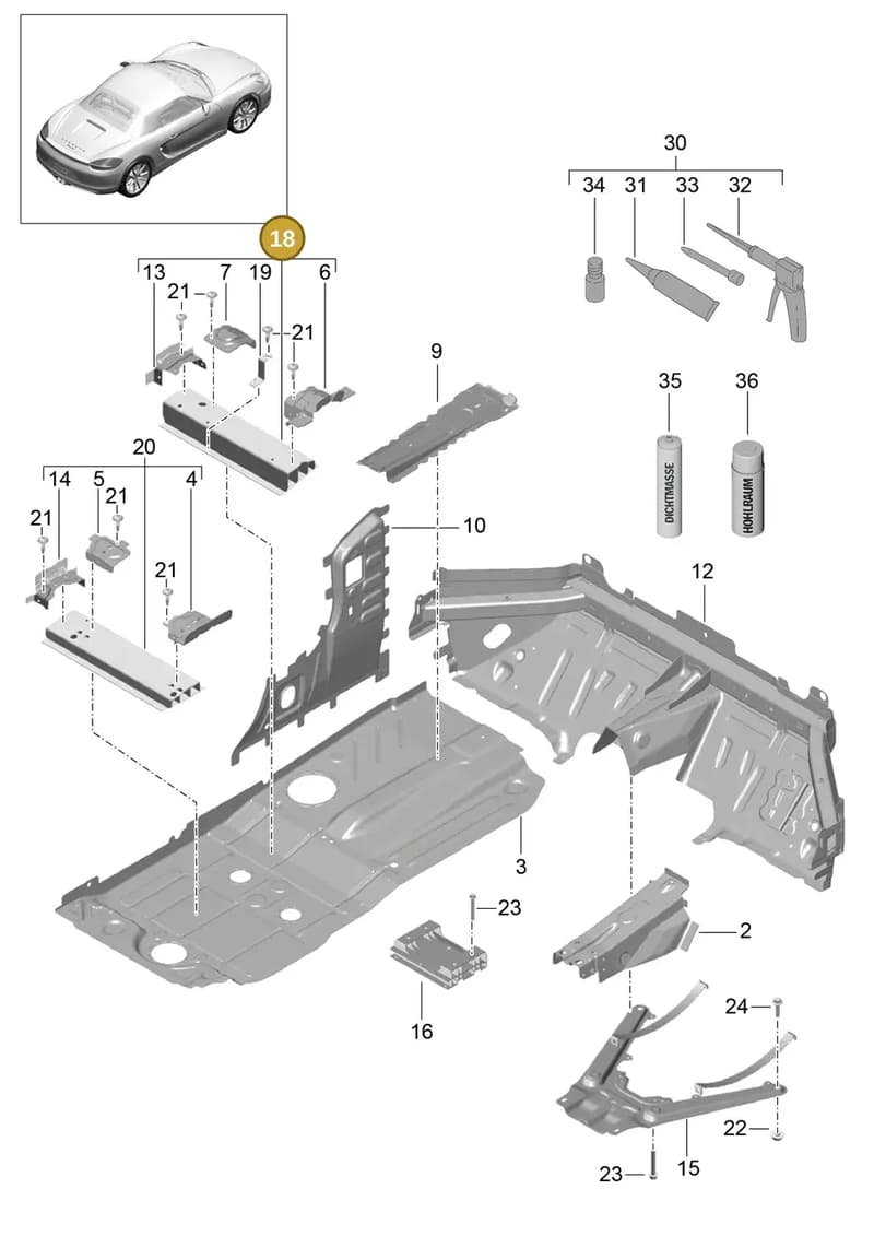 99150145400GRV — Porsche Boxster (2012-2016) diagram p39801020, position 18