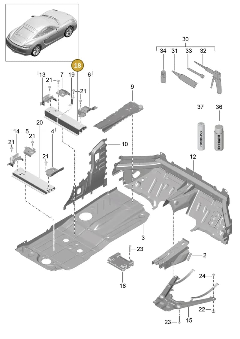 99150145400GRV — Porsche Cayman (2013-2016) diagram p40801020, position 18