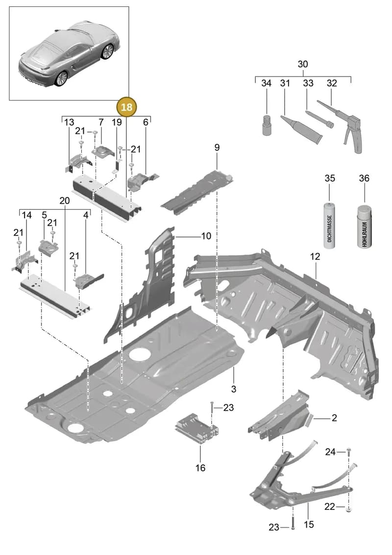 99150145400GRV — Porsche Cayman GT4 (2015-2016) diagram p45801020, position 18