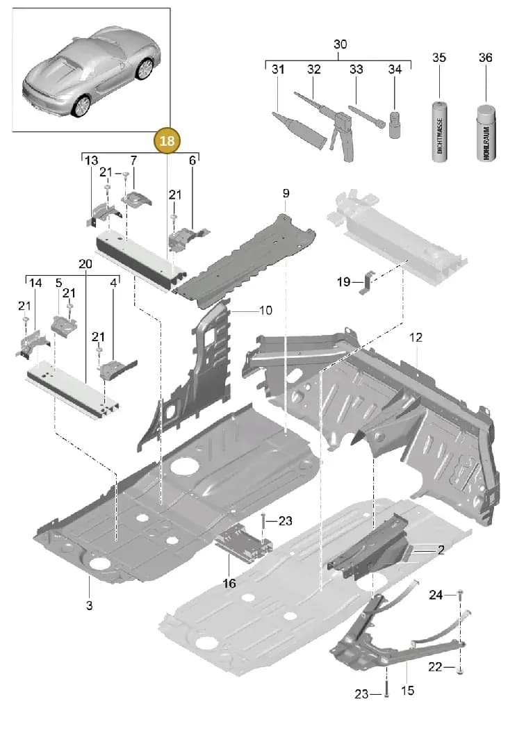 99150145400GRV — Porsche Boxster Spyder (2015-2016) diagram p46801020, position 18