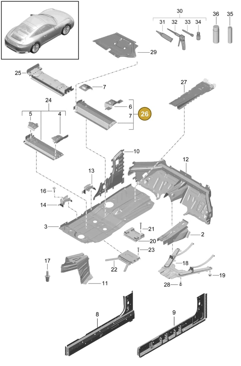 99150145400GRV — Porsche 911 (2016-2019) diagram p47801020, position 26