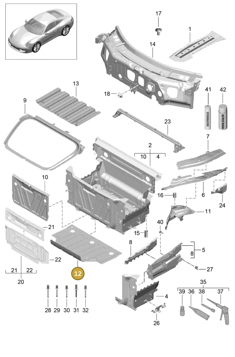 99150147900GRV — Porsche 991 Carrera 4 (2011-2016) diagram p38801010, position 12