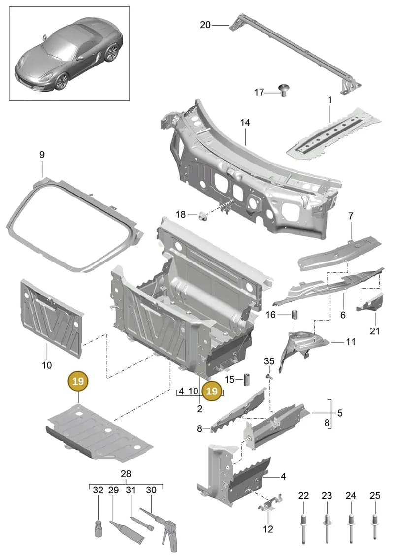 99150147900GRV — Porsche Boxster (2012-2016) diagram p39801010, position 19