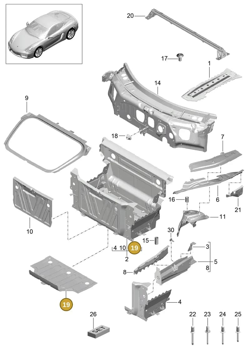 99150147900GRV — Porsche Cayman (2013-2016) diagram p40801010, position 19