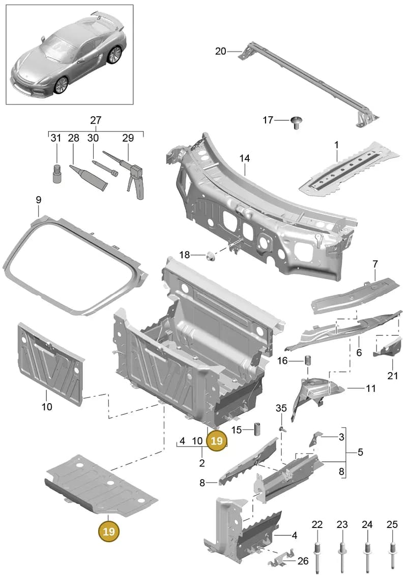 99150147900GRV — Porsche Cayman GT4 (2015-2016) diagram p45801010, position 19