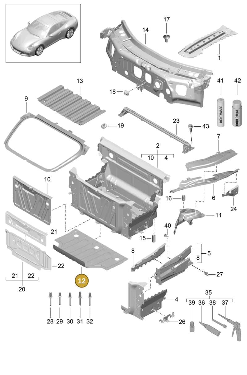 99150147902GRV — Porsche 911 (2016-2019) diagram p47801010, position 12
