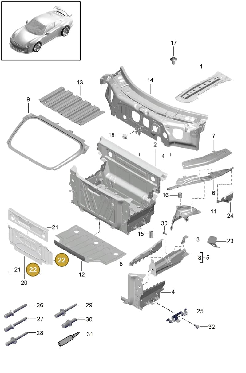 99150153101GRV — Porsche 911 (2013-2020) diagram p41801010, position 22
