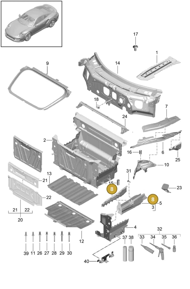 99150153601GRV — Porsche 911 (2013-2020) diagram p42801010, position 8