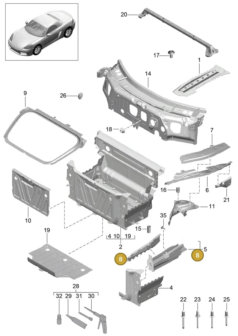 99150153601GRV — Porsche Boxster (2016-) diagram p48801010, position 8