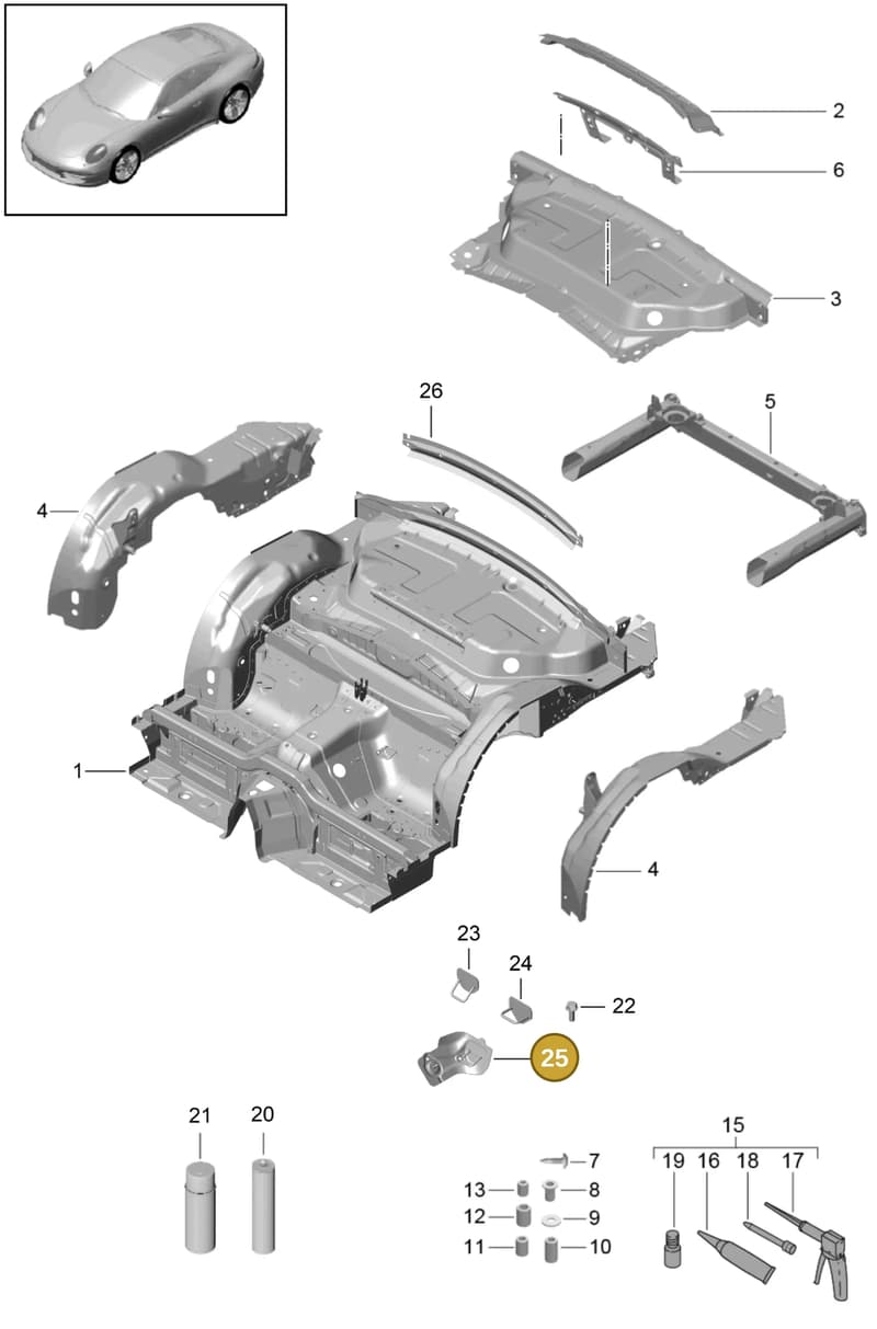 99150156201GRV — Porsche 991 Carrera 4 (2011-2016) diagram p38801035, position 25