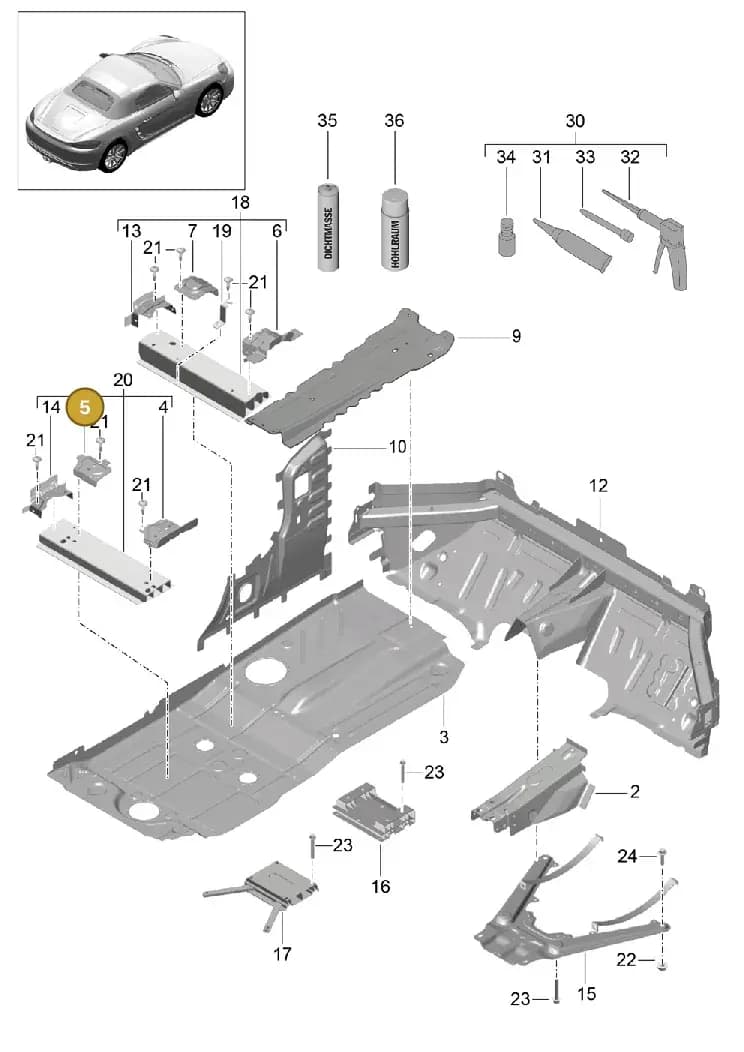 99150158100GRV — Porsche Boxster (2016-) diagram p48801020, position 5