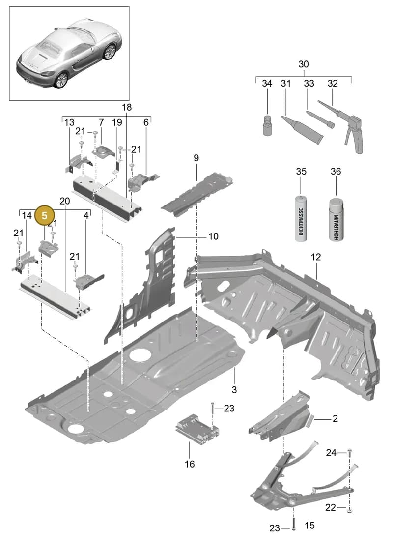 99150158200GRV — Porsche Boxster (2012-2016) diagram p39801020, position 5