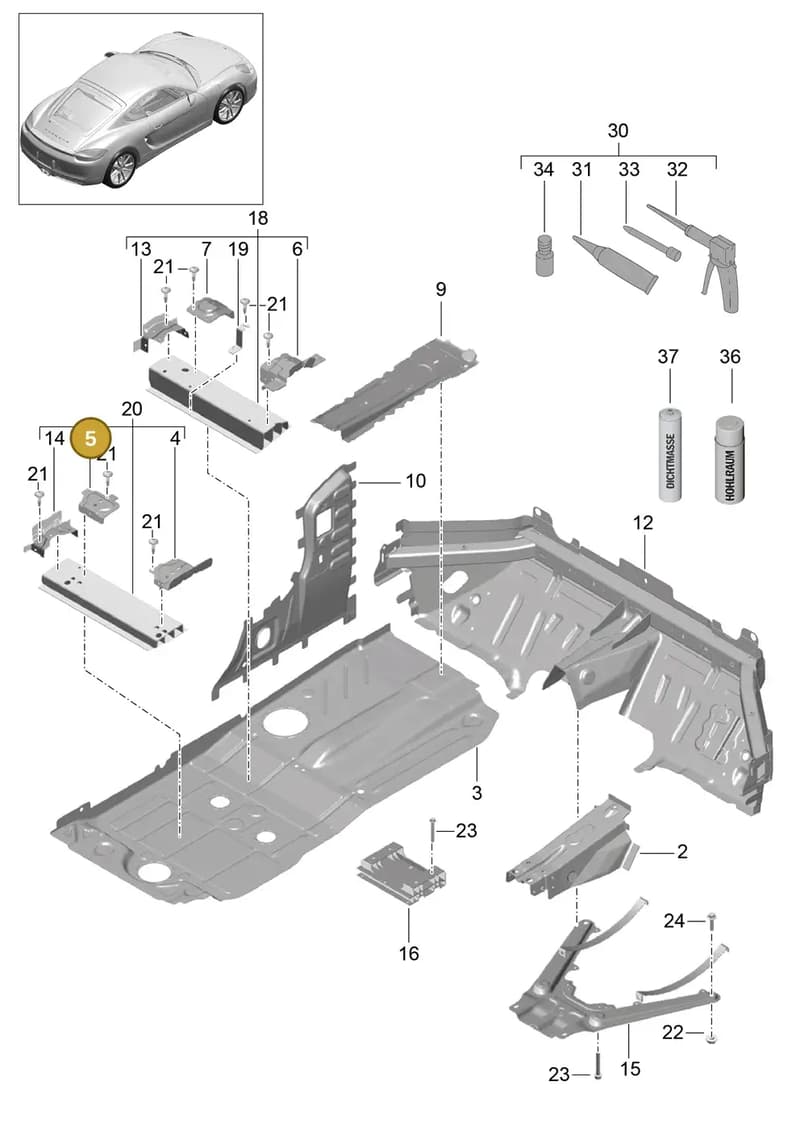 99150158200GRV — Porsche Cayman (2013-2016) diagram p40801020, position 5