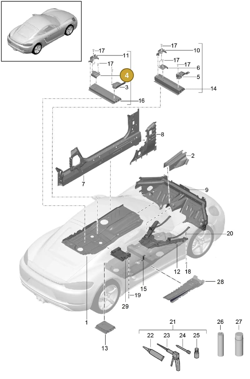 99150158200GRV — Porsche Cayman (2016-) diagram p50801020, position 4