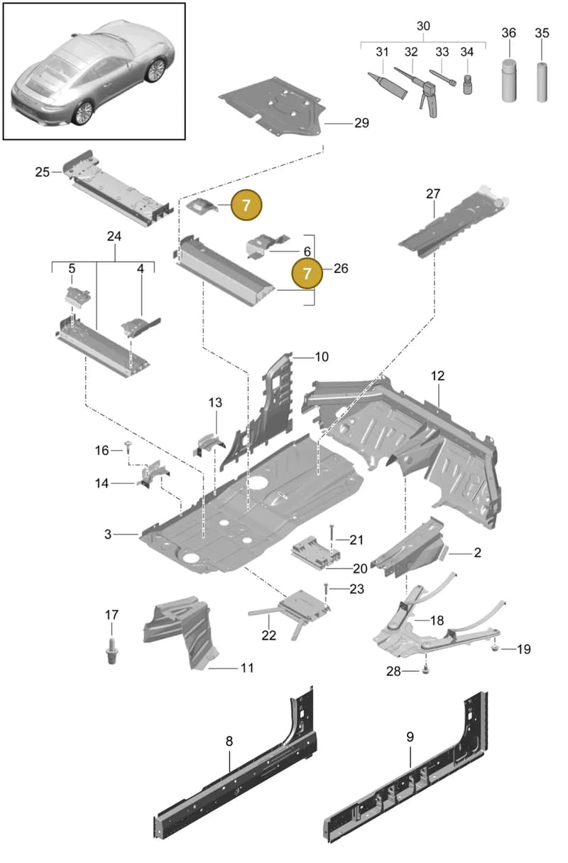 99150158300GRV — Porsche 911 (2016-2019) diagram p47801020, position 7