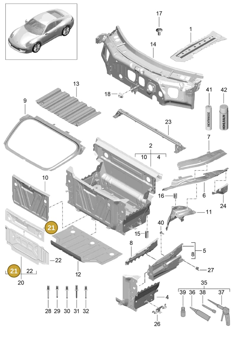 99150159900GRV — Porsche 991 Carrera 4 (2011-2016) diagram p38801010, position 21