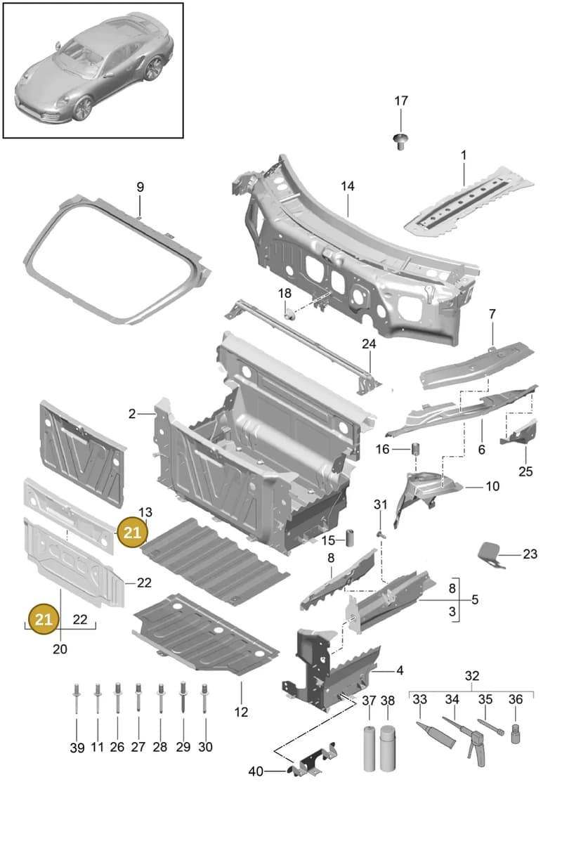 99150159900GRV — Porsche GT2 RS Clubsport (2013-2020) diagram p42801010, position 21
