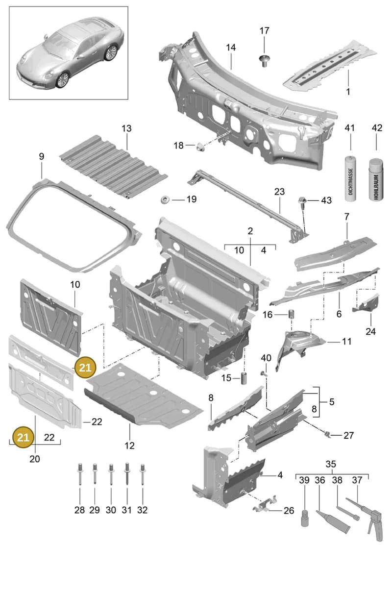 99150159900GRV — Porsche 911 (2016-2019) diagram p47801010, position 21