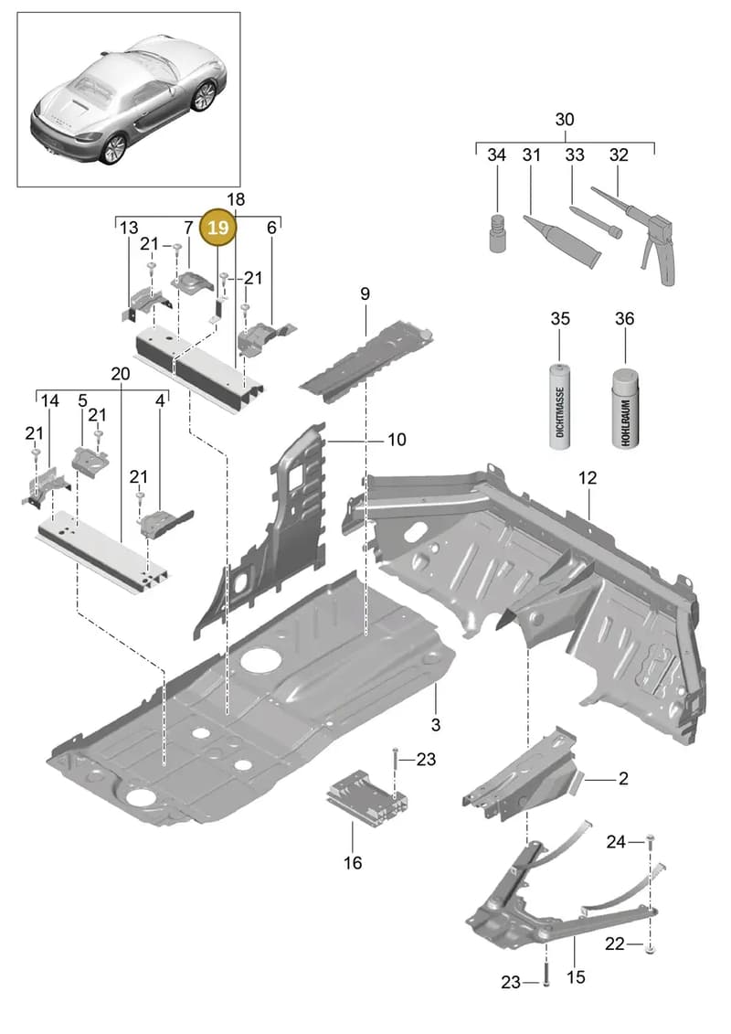 99150163502 — Porsche Boxster (2012-2016) diagram p39801020, position 19