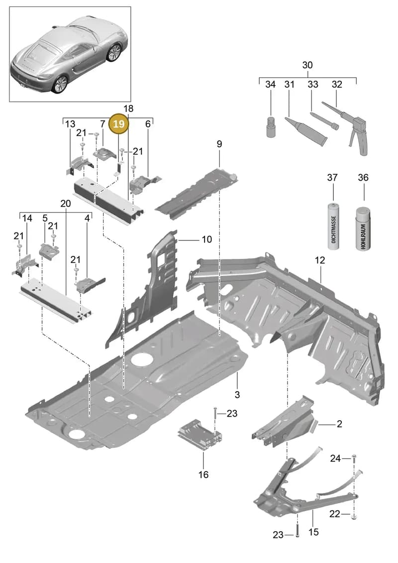 99150163502 — Porsche Cayman (2013-2016) diagram p40801020, position 19