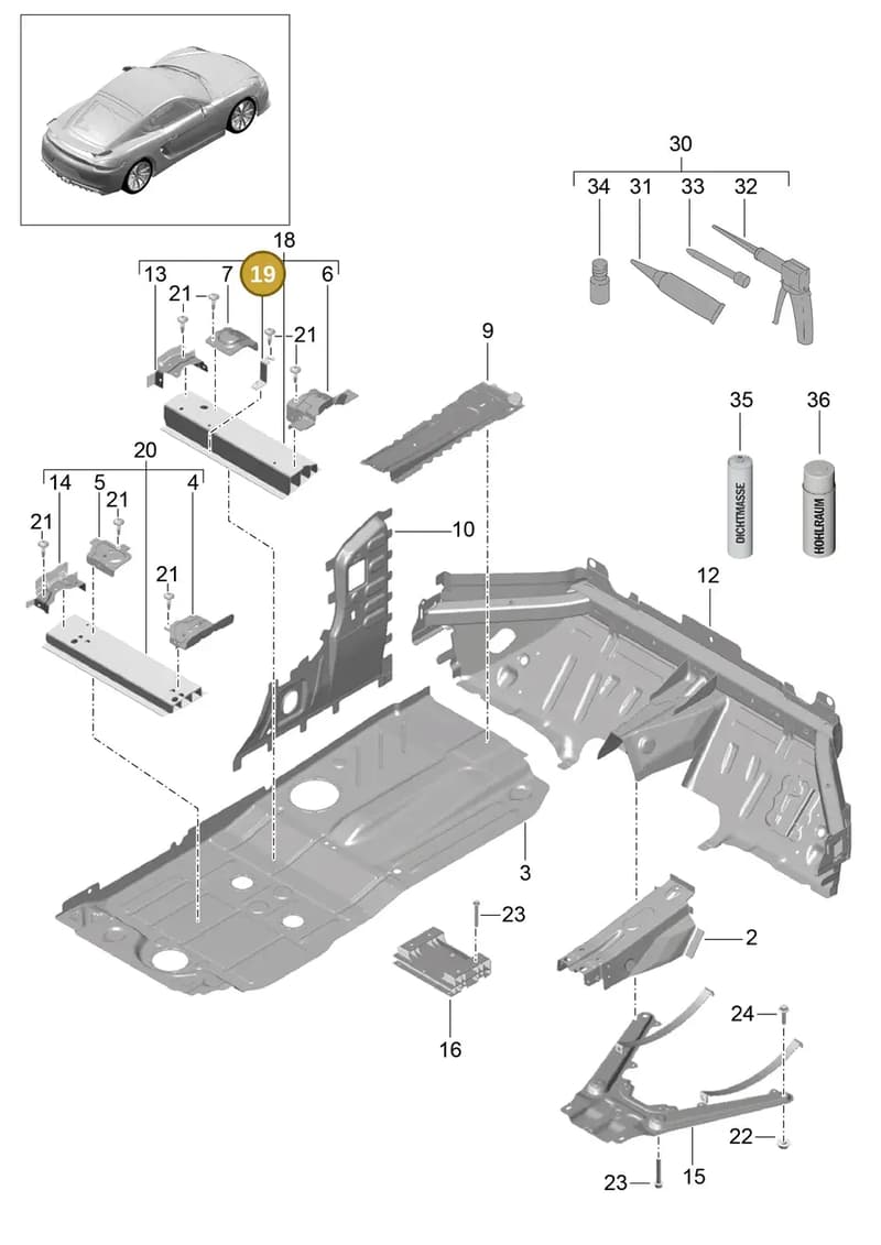 99150163502 — Porsche Cayman GT4 (2015-2016) diagram p45801020, position 19