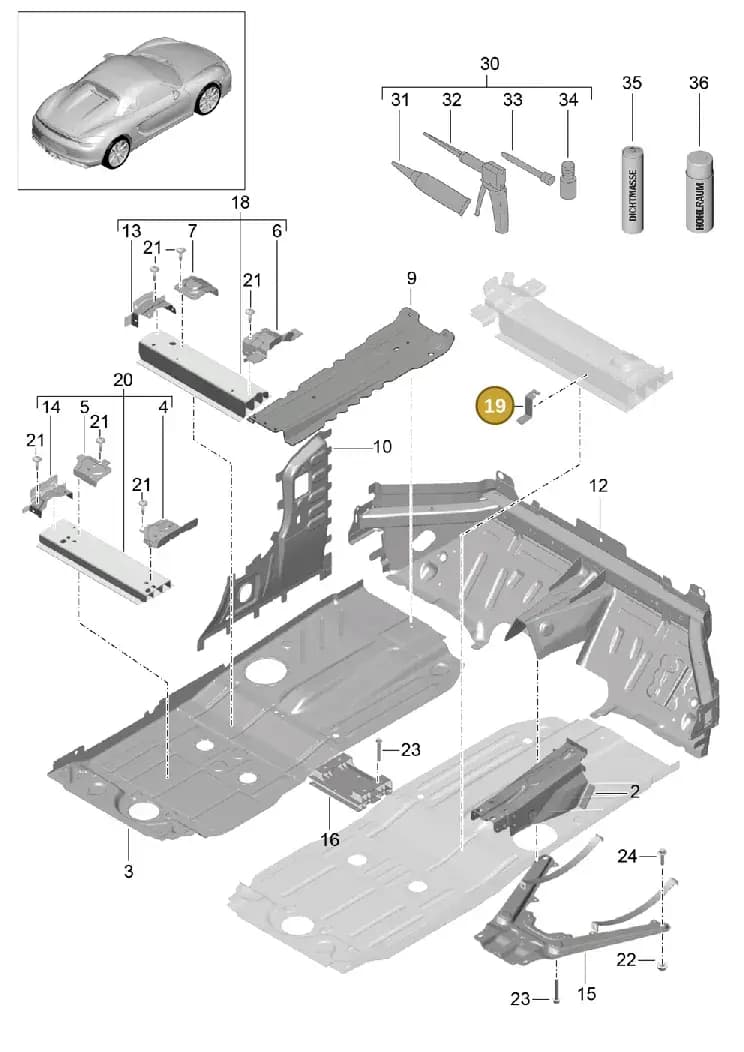 99150163502 — Porsche Boxster Spyder (2015-2016) diagram p46801020, position 19