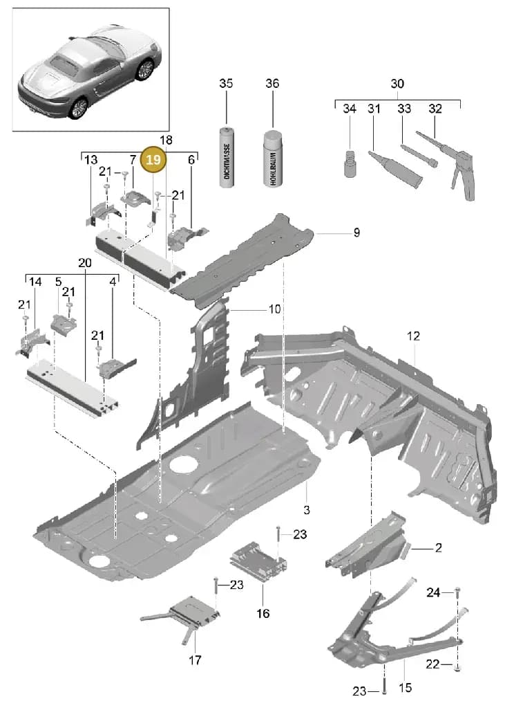 99150163502 — Porsche Boxster (2016-2019) diagram p48801020, position 19