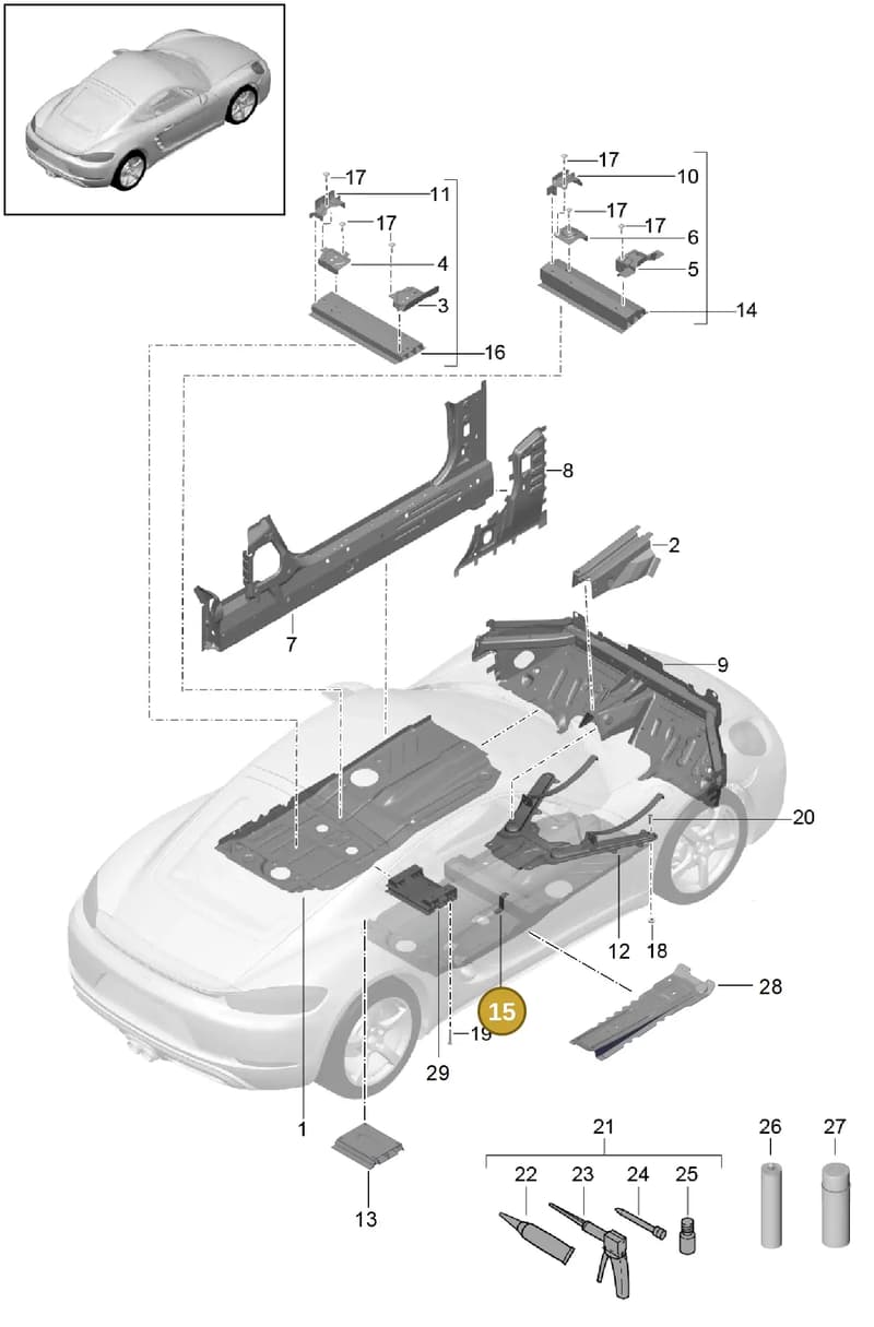 99150163502 — Porsche Cayman (2016-2019) diagram p50801020, position 15