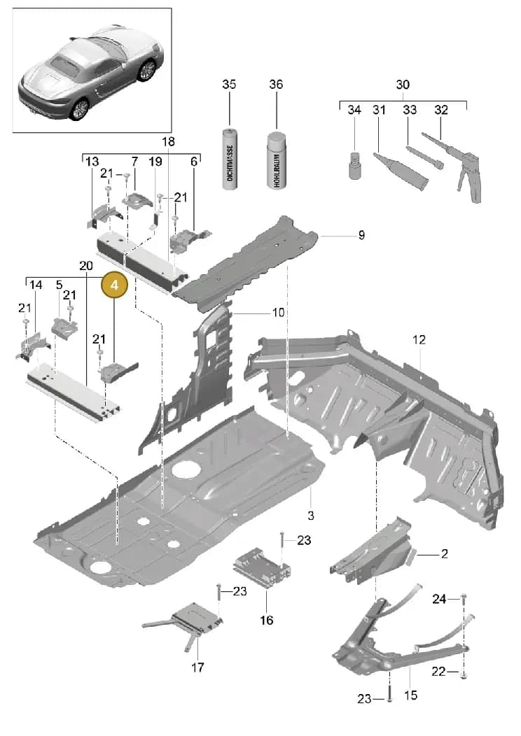 99150164500GRV — Porsche Boxster (2016-) diagram p48801020, position 4