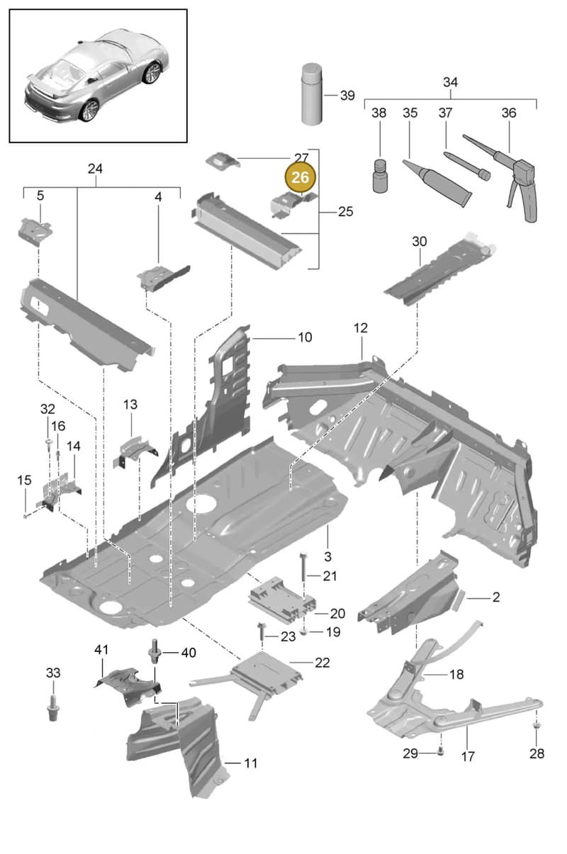 99150168700GRV — Porsche 911 (2013-2020) diagram p41801020, position 6+26
