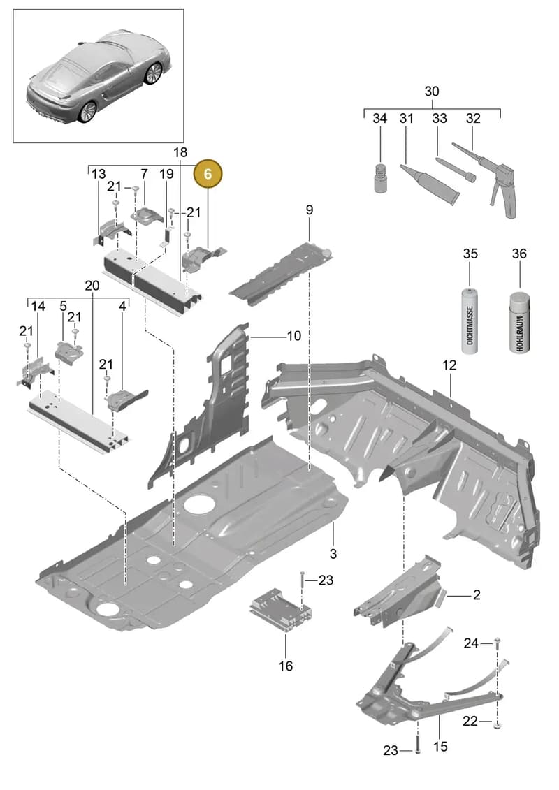 99150168700GRV — Porsche Cayman GT4 (2015-2016) diagram p45801020, position 6