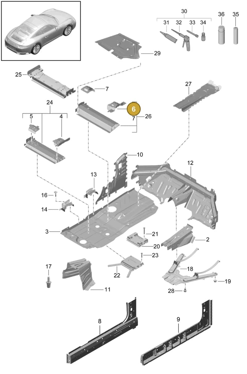 99150168700GRV — Porsche 911 (2016-2019) diagram p47801020, position 6