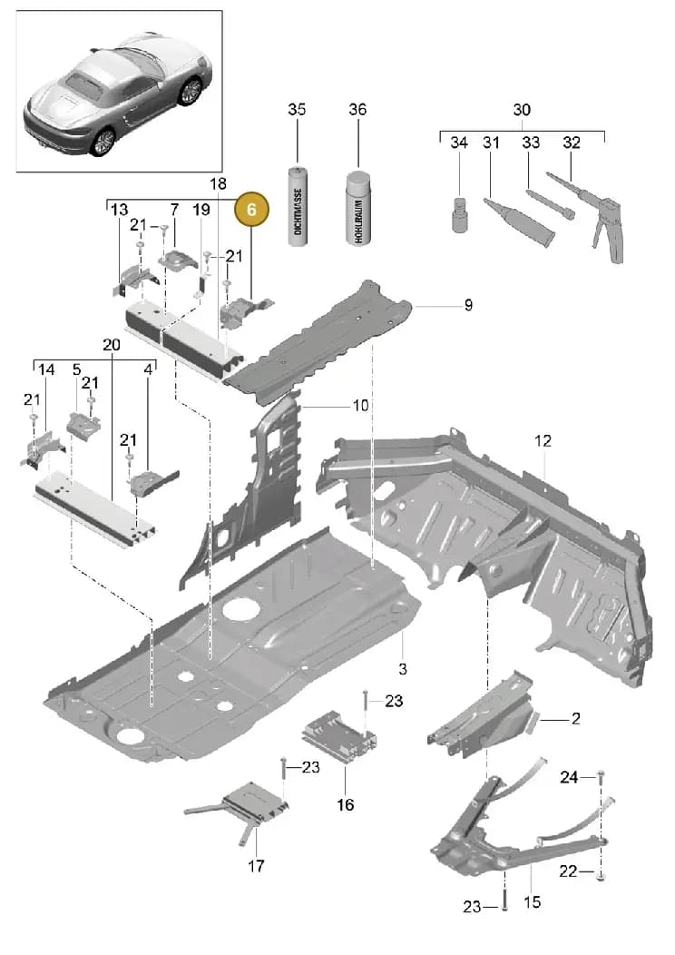 99150168700GRV — Porsche Boxster (2016-) diagram p48801020, position 6
