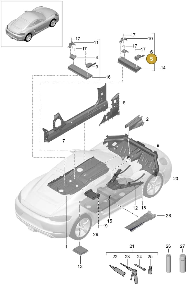 99150168700GRV — Porsche Cayman (2016-) diagram p50801020, position 5